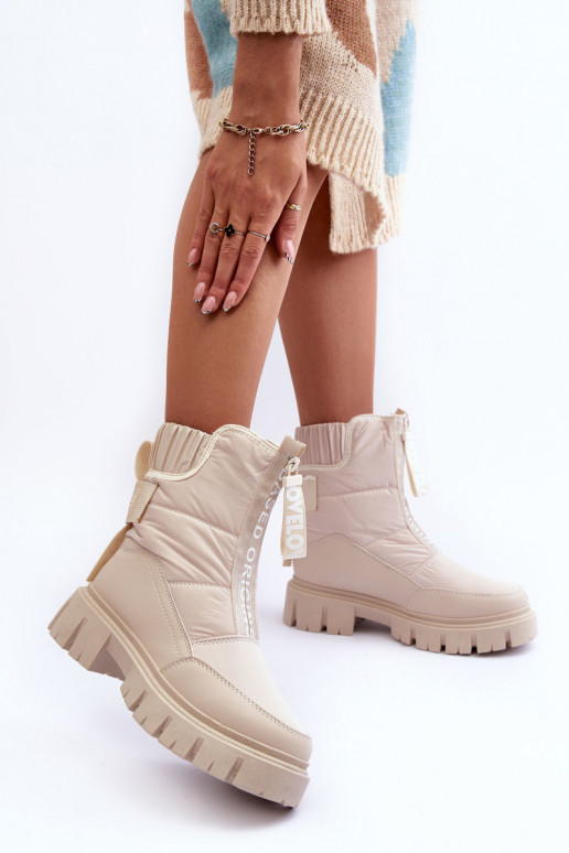 Kõrge nööpidega lumesaapad Pealiste omad voodriga beeži värvi Freoc