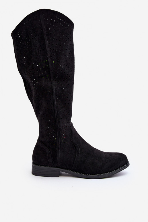 S.Barski HY66-150 Ažuurne pika säärega saapad laiade nööridega msuud