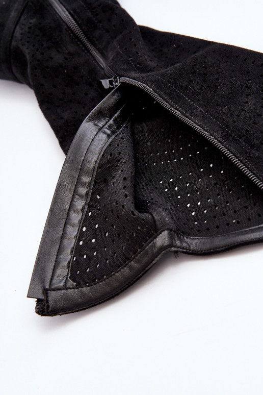 S.Barski HY66-150 Ažuurne pika säärega saapad laiade nööridega msuud