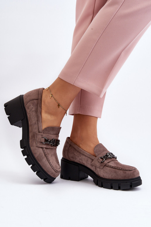 Mokassiinid Sellel onssiivsetel kontsadel beeži värvi Eriella