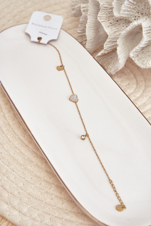 Pahkluu käevõru Südametega Kuldset värvi