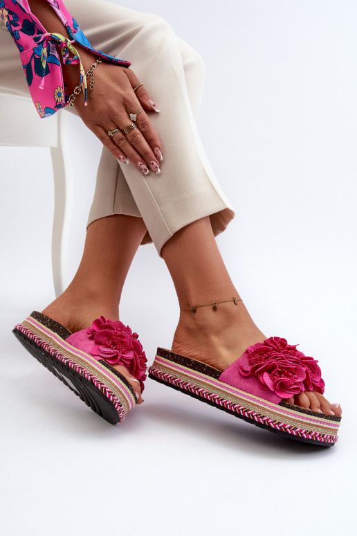 naiste plätud platvormiga Ozdobione Lillkami tumeroosad värvi Nodina