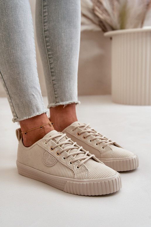 Velvetist naiste saapad voodriga Big Star OO274812 Hi-Poly System beeži värvi