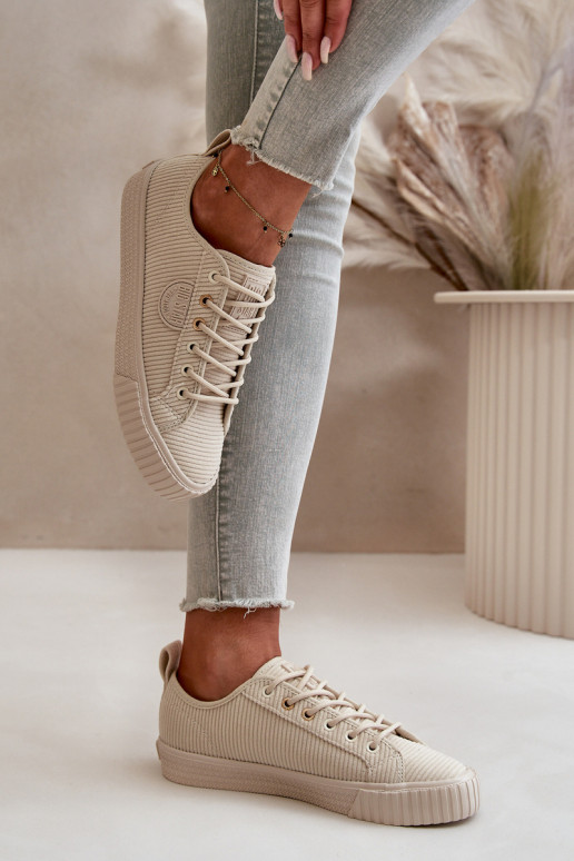 Velvetist naiste saapad voodriga Big Star OO274812 Hi-Poly System beeži värvi