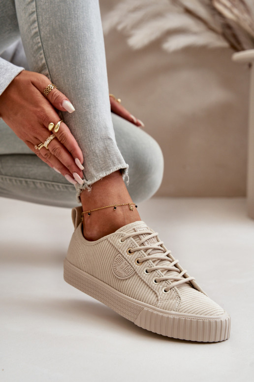 Velvetist naiste saapad voodriga Big Star OO274812 Hi-Poly System beeži värvi