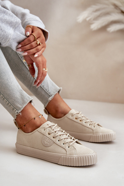 Velvetist naiste saapad voodriga Big Star OO274812 Hi-Poly System beeži värvi