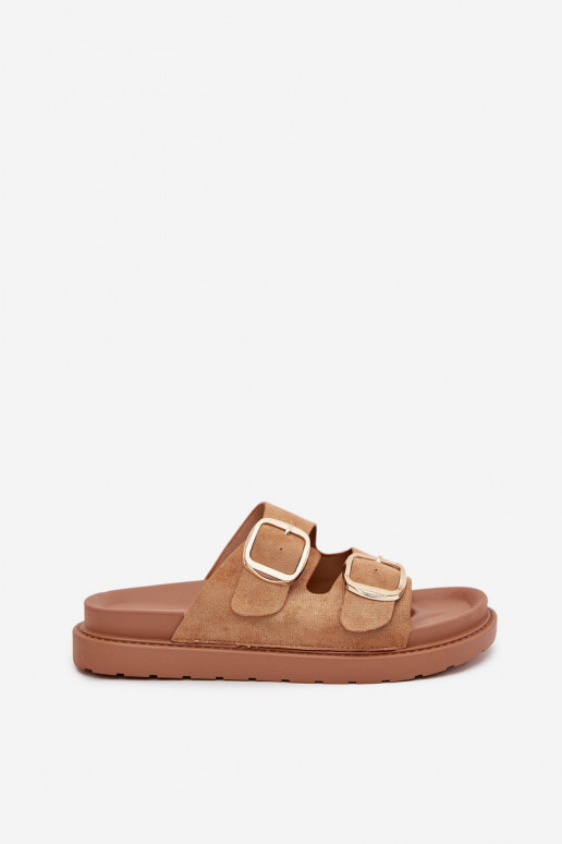 naiste plätud platvormiga Ze Kuldset värvimi neetide ja pandlagami pruunid värvi Verena