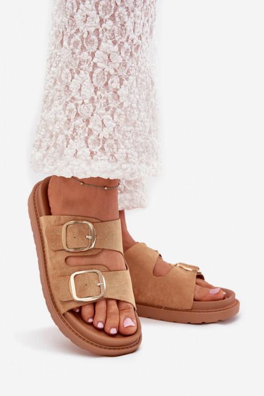 naiste plätud platvormiga Ze Kuldset värvimi neetide ja pandlagami pruunid värvi Verena