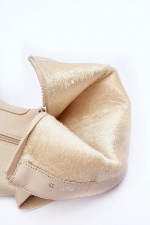 pika säärega saapad madala säärega Sääre keskosa Elevandiluu värvi Lizames