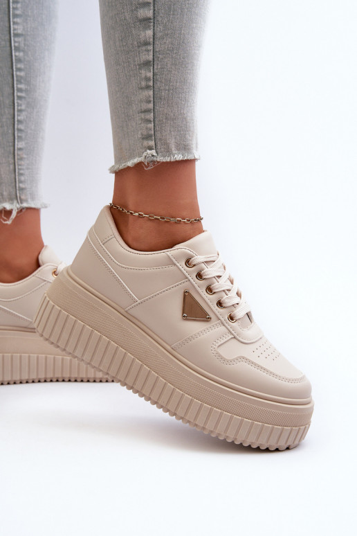 Sneakers tüüpi jalanõud Pealiste omad eko-nahast platvormiga Elevandiluu värvi Chrisstin