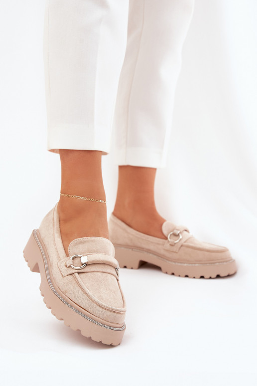 naiste mokassiinid Kaunistustega Cyrkoniami beeži värvi Patina