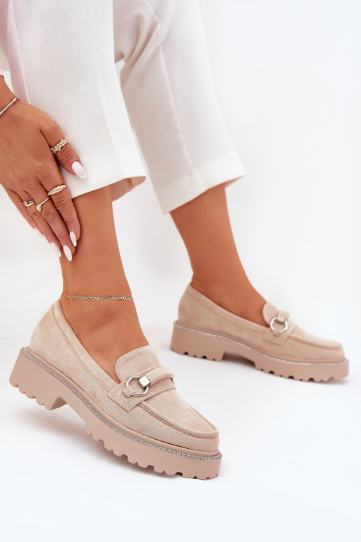 naiste mokassiinid Kaunistustega Cyrkoniami beeži värvi Patina