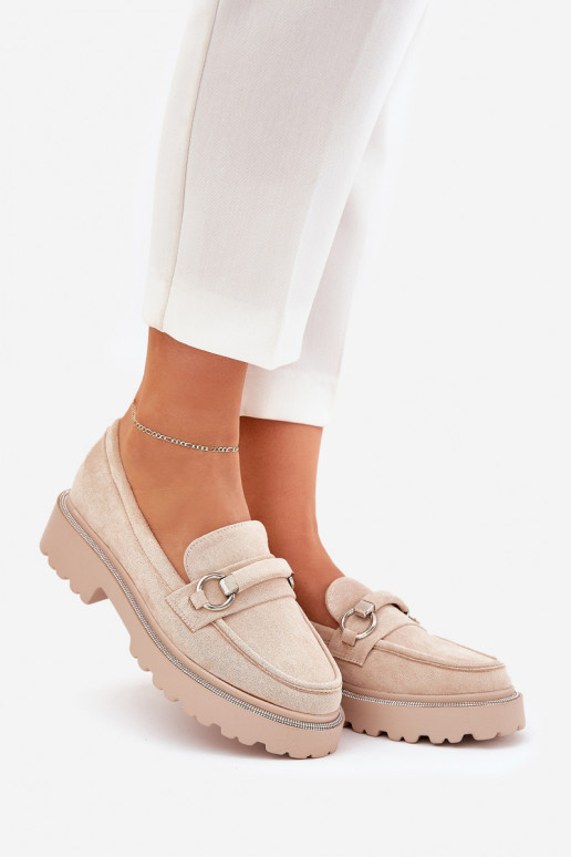 naiste mokassiinid Kaunistustega Cyrkoniami beeži värvi Patina