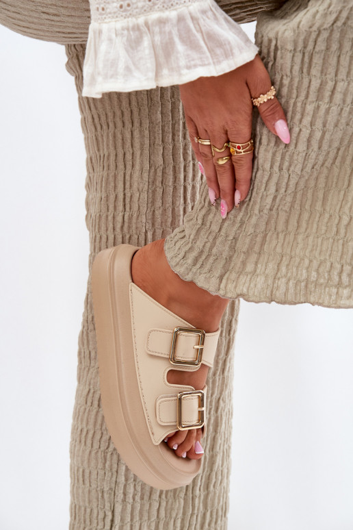 naiste plätud platvormiga Ze Kuldset värvimi neetide ja pandlagami beeži värvi Zorila