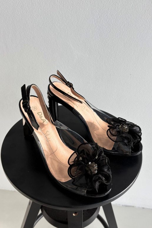 sandaalid kõrge jämeda kontsaga kaunistustega I Kryształkami D&A MR52-236 msuud