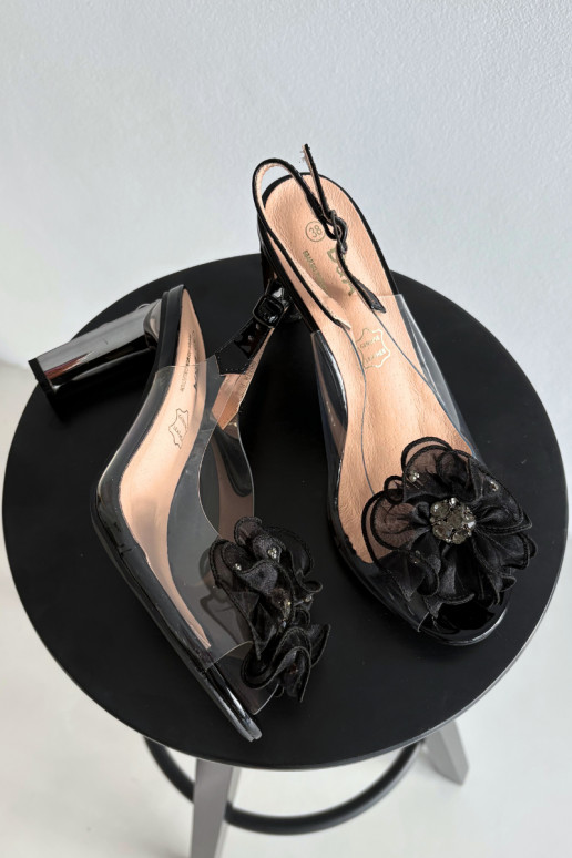 sandaalid kõrge jämeda kontsaga kaunistustega I Kryształkami D&A MR52-236 msuud