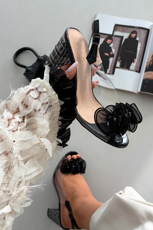 sandaalid kõrge jämeda kontsaga kristallidega D&A MR52-237 msuud