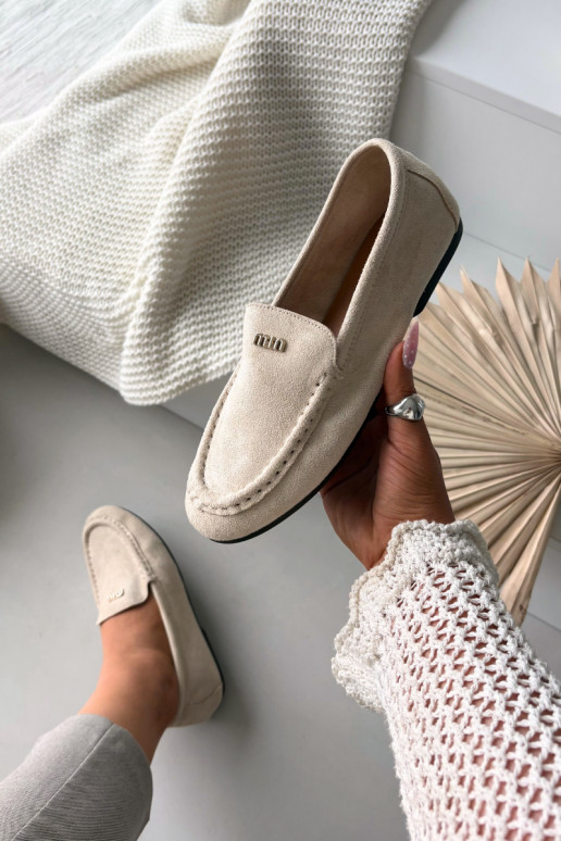 naiste mokassiinidVäikem Kuldset värvim Detalem beeži värvi Sarivelle