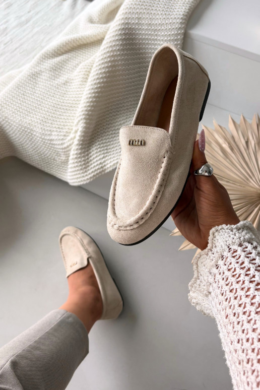 naiste mokassiinidVäikem Kuldset värvim Detalem beeži värvi Sarivelle