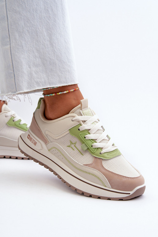 Sneakers tüüpi jalanõud Pealiste omad Big Star NN274A091 beeži värvi-Rohelist värvi