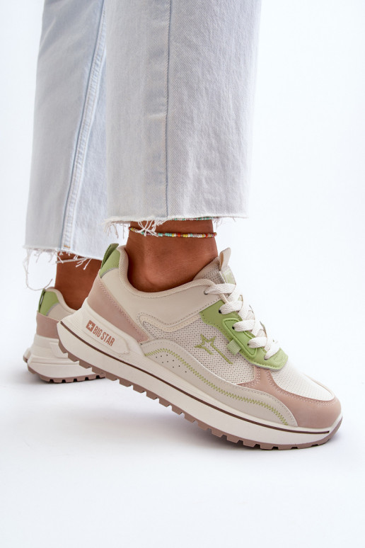 Sneakers tüüpi jalanõud Pealiste omad Big Star NN274A091 beeži värvi-Rohelist värvi