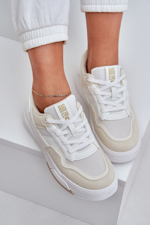 Sneakers tüüpi jalanõud platvormiga Big Star OO274A155 Valget-beeži värvi