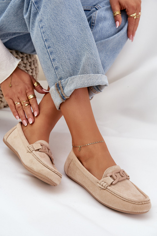 Pealiste omad Eko Seemisnahast mokassiinid kaunistustega beeži värvi Seathra