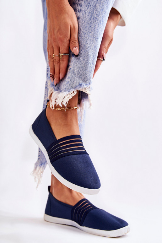 Pealiste omad Spordijalatsid Riidest Slip-On tumesinist värvi Lilis