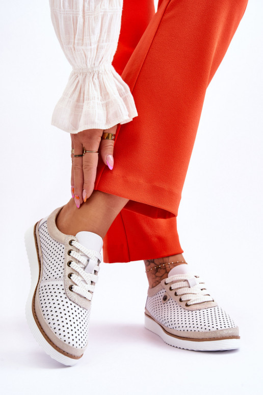 Moekad Pealhk Ažuursed kingad Sportliku stiiliga Valget-Kuldset värvi Cantare