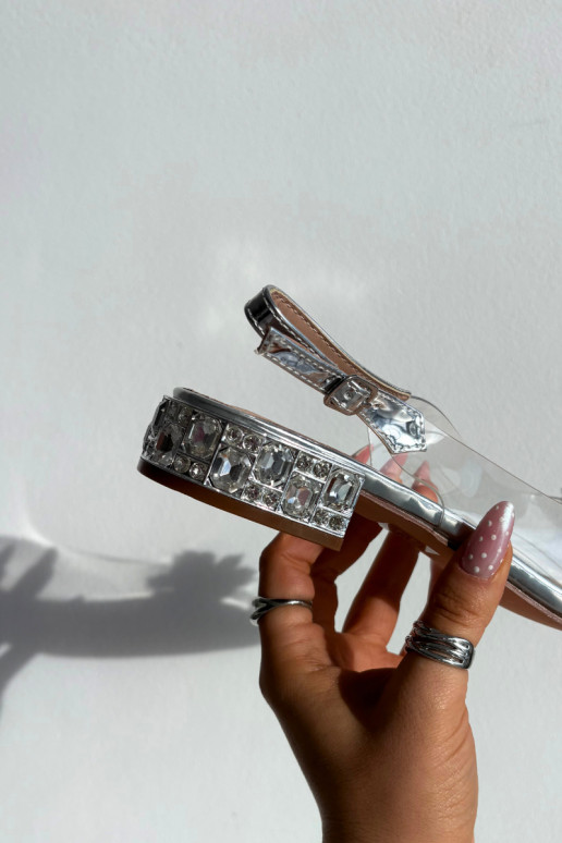 Külgedelt läbipaistvad sandaalid Sellel ondala kontsaga Koos Ornatei Detalami D&A MR52-229 Hõbedat värvi