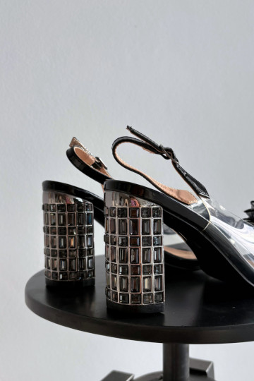 sandaalid kõrge jämeda kontsaga kristallidega D&A MR52-237 msuud 2