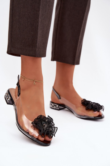 Külgedelt läbipaistvad sandaalid Sellel ondala kontsaga kristallidega Ja Dekoratsioon D&A MR52-230 msuud