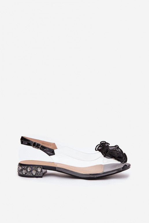 Külgedelt läbipaistvad sandaalid Sellel ondala kontsaga kristallidega Ja Dekoratsioon D&A MR52-230 msuud