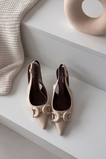 Pealistesandaalid kõrge jämeda kontsaga Koos Ornate Detalem Elevandiluu värvi Brienne 2