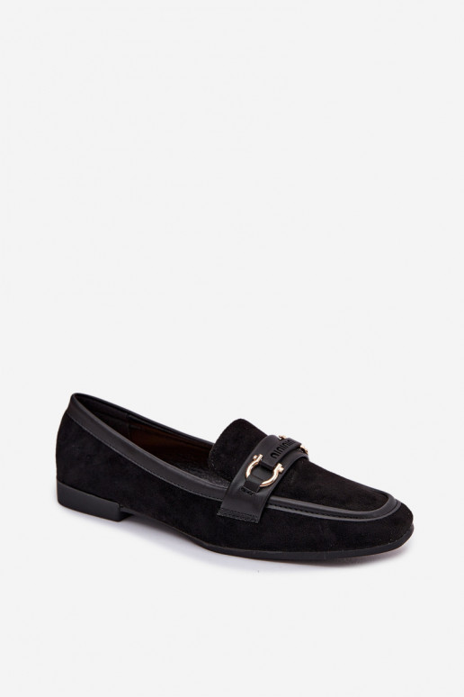 Mokasiinid naistele kaunistustega, musta värvi Evelora