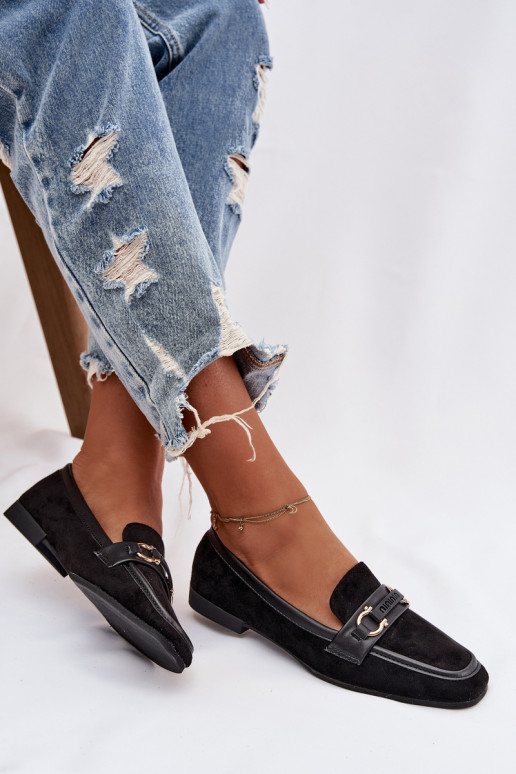 Mokasiinid naistele kaunistustega, musta värvi Evelora