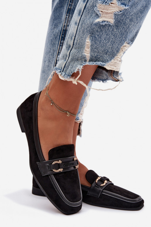 Mokasiinid naistele kaunistustega, musta värvi Evelora