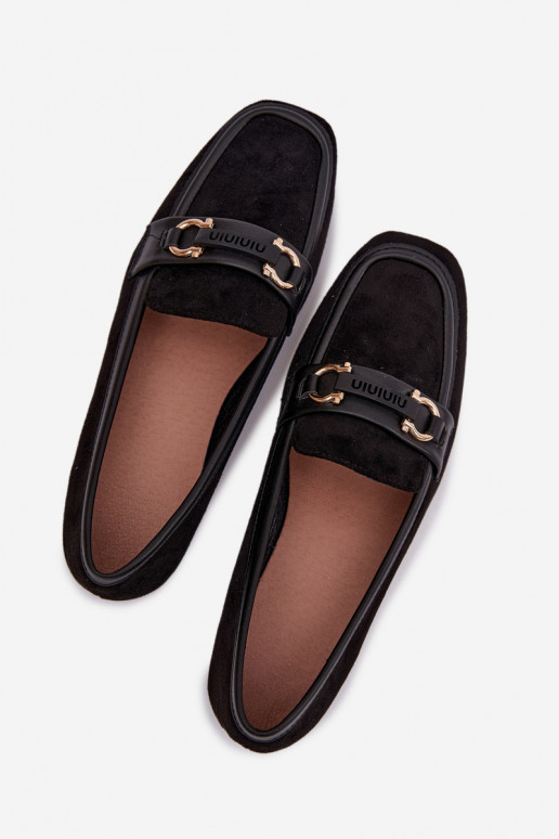 Mokasiinid naistele kaunistustega, musta värvi Evelora