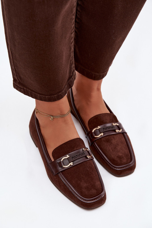 Mokasiinid naistele kaunistustega, šokolaadivärvi Evelora