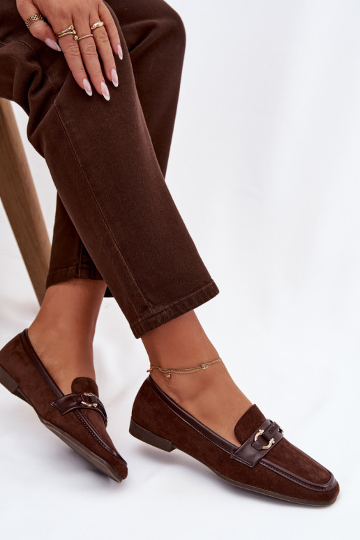 Mokasiinid naistele kaunistustega, šokolaadivärvi Evelora