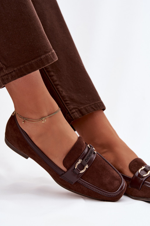 Mokasiinid naistele kaunistustega, šokolaadivärvi Evelora