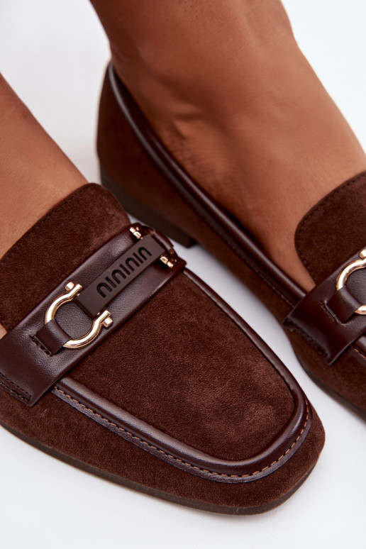 Mokasiinid naistele kaunistustega, šokolaadivärvi Evelora