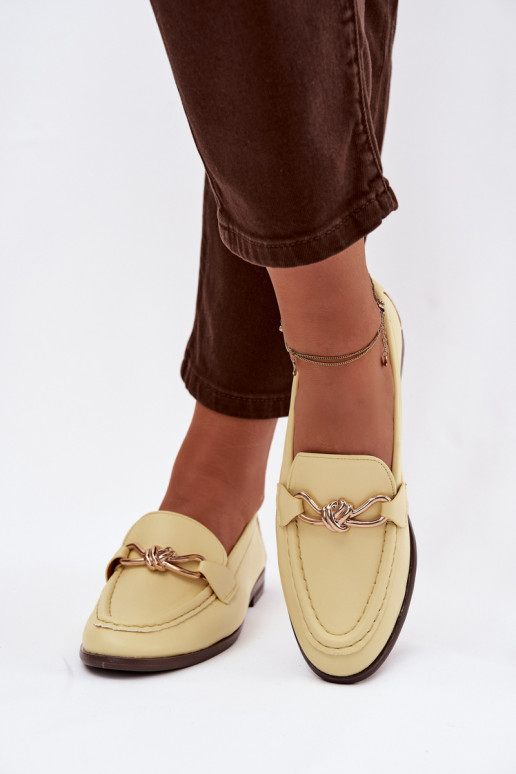 Mokassiinid Pealiste omad Koos Ornate Detalem Kollased Rosynne