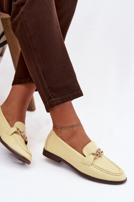 Mokassiinid Pealiste omad Koos Ornate Detalem Kollased Rosynne