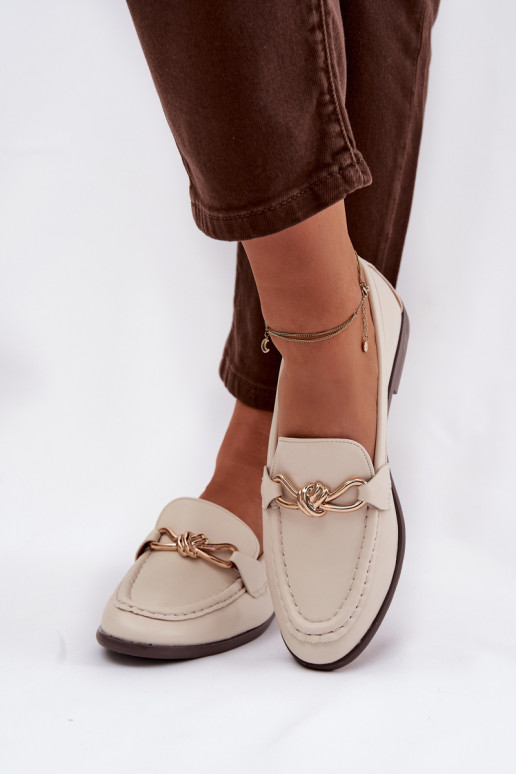 Mokassiinid Pealiste omad Koos Ornate Detalem Elevandiluu värvi Rosynne