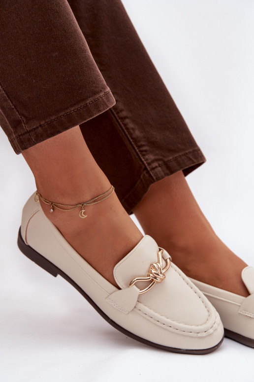 Mokassiinid Pealiste omad Koos Ornate Detalem Elevandiluu värvi Rosynne