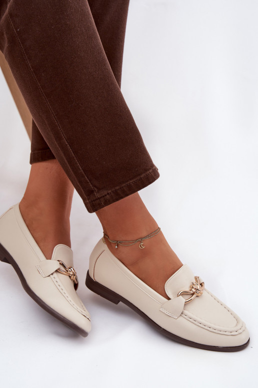 Mokassiinid Pealiste omad Koos Ornate Detalem Elevandiluu värvi Rosynne