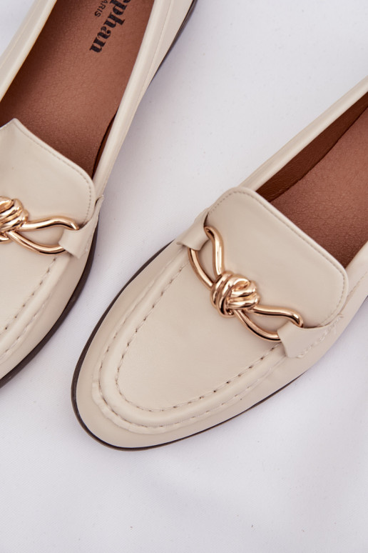 Mokassiinid Pealiste omad Koos Ornate Detalem Elevandiluu värvi Rosynne