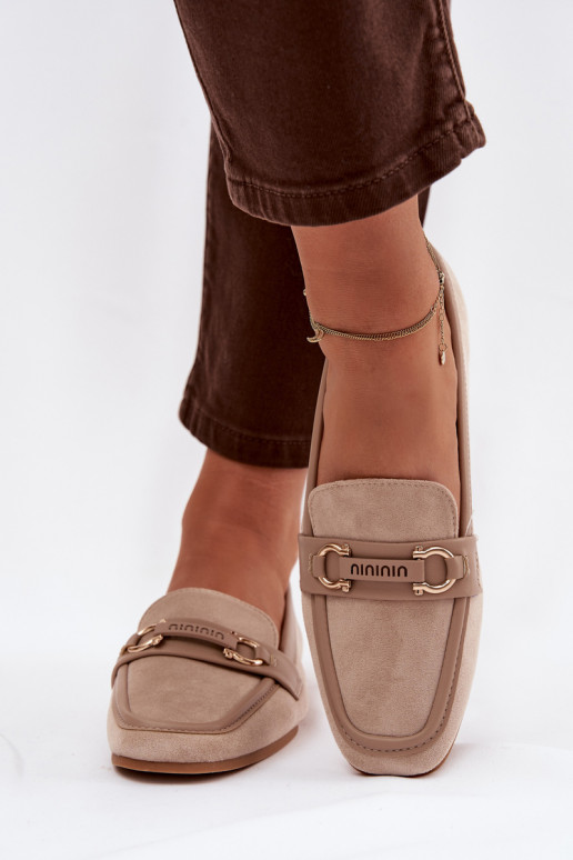 Mokassiinid Mokassiinid Pealiste omad Koos Ornate Element beeži värvi Evelora