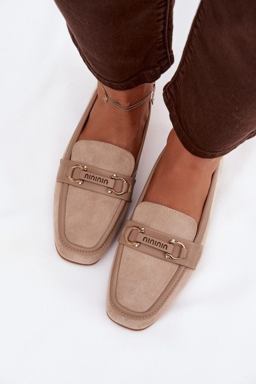 Mokassiinid Mokassiinid Pealiste omad Koos Ornate Element beeži värvi Evelora